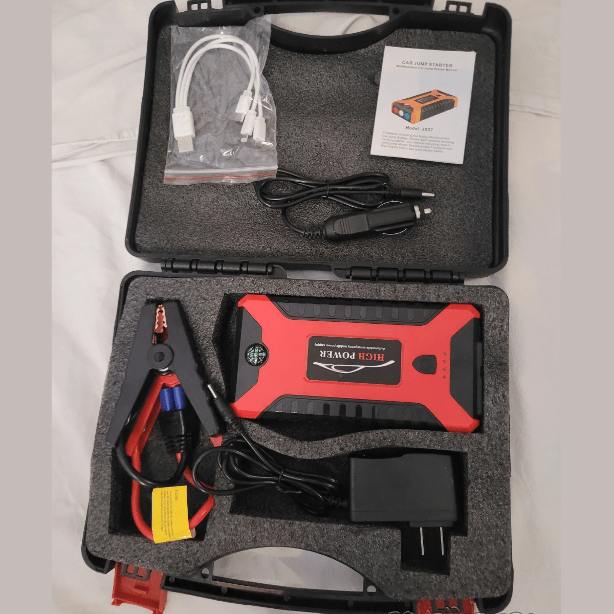 Cargador De Batería Con Lámpara Incluida Con Cargadores Cargador De Batería Portátil para Coche, Batería De Arranque De Coche De 12 V, Paquete De Energía De Refuerzo De Batería De Coche Importadora Tim ChengLeody - Negro - Ver 1