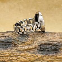 1枚钛钢五星级男女通用不锈钢戒指，时尚珠宝，送给朋友和同事的礼物 - 黑色 - 查看 6