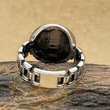 1枚钛钢五星级男女通用不锈钢戒指，时尚珠宝，送给朋友和同事的礼物 - 黑色 - 查看 7