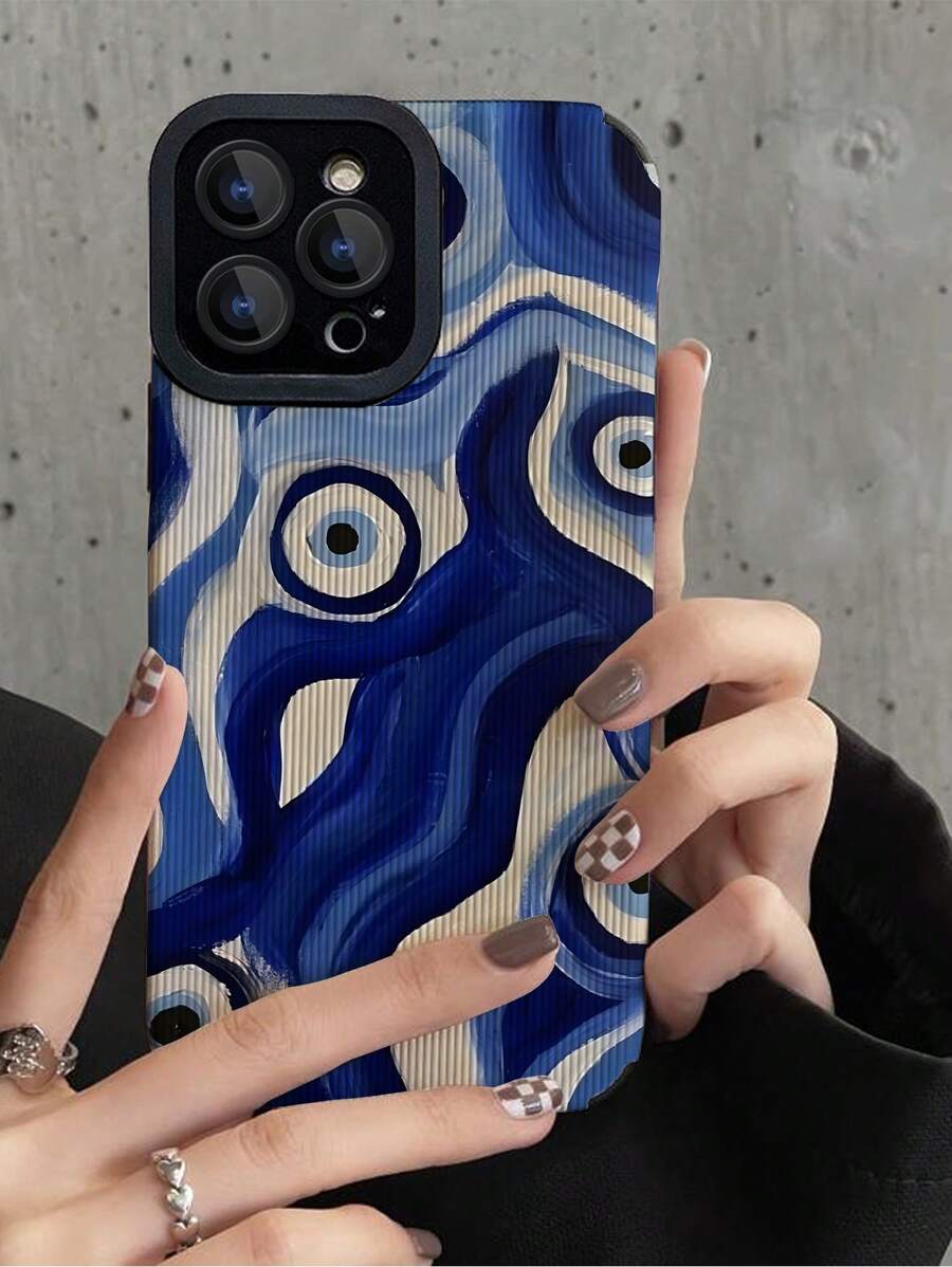 1入組3D眼紋紋理皮革抗震手機殼,適用於iPhone和三星手機 - 彩色 - 查看 1