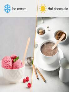 50 paquetes de cucharas de madera desechables - Amarillo Mostaza - Ver 3