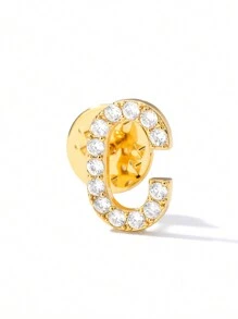 1 PIEZA Broche de oro vintage con inicial de circonita para traje, camisa, cuello de mujer u hombre, de la letra A a la Z, broche de solapa con strass para suéter, abrigo, nombre, joya estética para boda, regalo (sin caja de regalo) - Amarillo Oro - Ver 19