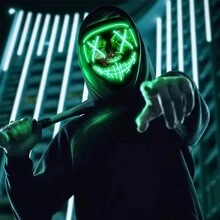 Máscara Luz Led La Purg Halloween Muerte Calavera Con 4modos- 3 pz - Verde - Ver 10