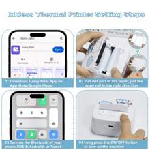 Portable Thermal Printer With 3 Rolls White Paper, Wireless Pocket Printer, Black & White Photo Sticker Printer Maker Compatible With Android /IOS For Study Note, Offiice Lists Memos, Small Business - Blue - View 4