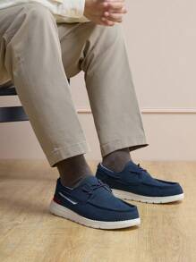 Men's Lace-Up Design Casual Loafers Breathable Lightweight Non-Slip Casual Shoes
