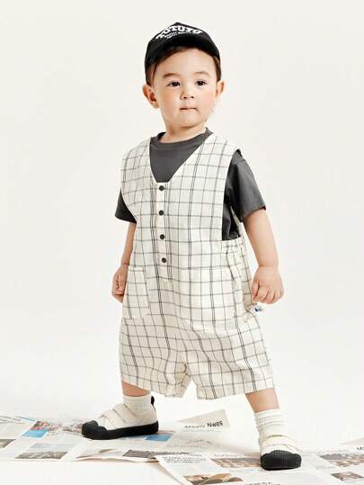 mini bala 2024 Summer New Boys Soft Breathable Jumpsuit Baby Suspender Pants Set