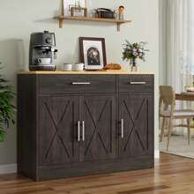 Vongrasig 43" Buffet Sideboard Cabinet With Storage, Modern Wood Kitchen Cabinet Dresser For Dining Room, Living Room - Màu nâu tối - Xem 1