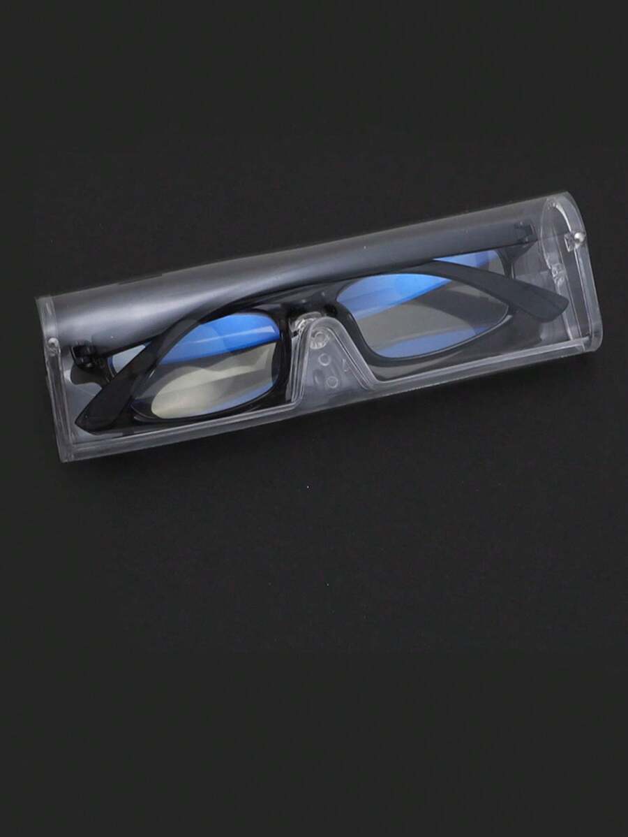 1pc Clear Plastic Eyeglass Case For Rimless Reading Glasses And