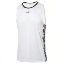 Under Armour 男女通用篮球球衣无袖T恤，2026年春季新品 24500111-100 - 白色 - 查看 3