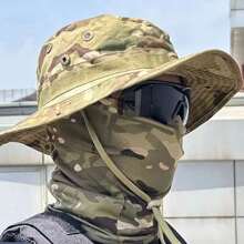 1pc Tactical Cap, Breathable Outdoor Climbing Camping Fishing Sunscreen Wide Brim Hat For Sun Protection, Camouflage