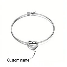 Silver Personalized Engraved Multi-Name (1-6 Names) Heart Pendant Bracelet, Women's Customized Name, Heart-Shaped Pendant, Stainless Steel Bracelet, Gold Jewelry, Mother's Day Gift, Anniversary Gift, Gift For Friends, Proposal, Gift For Classmates, Valentine's Day Gift, Silver, Fashion, Colorful, Vintage, Minimalist, Unisex - Love Bracelet-silver - View 11