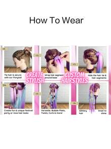 اكسيسوارات إضافية للشعر بشكل ذيل الحصان 26 بوصة برباطة شعر ، إضافات شعر ملونة للضفائر ذيل الحصان المتدرج بألوان للحفلات و المهرجانات والمناسبات الخاصة المجنونة 1 حبة (أزرق فاتح/وردي/بنفسجي) باروكة