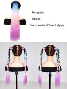 اكسيسوارات إضافية للشعر بشكل ذيل الحصان 26 بوصة برباطة شعر ، إضافات شعر ملونة للضفائر ذيل الحصان المتدرج بألوان للحفلات و المهرجانات والمناسبات الخاصة المجنونة 1 حبة (أزرق فاتح/وردي/بنفسجي) باروكة