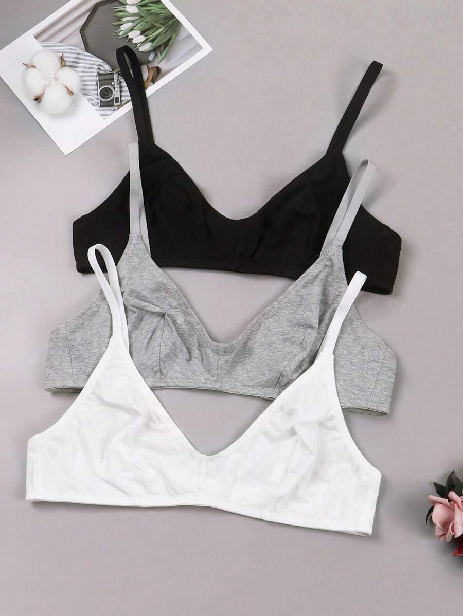 女士 3 件套柔软透气薄款日常文胸、内衣 - 彩色 - 查看 1