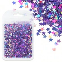 3g Bag Holographic Silver Pentagram Nail Glitter, 3mm Colorful Asymmetric Nail Art Sequins Decorations