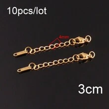 10pcs Stainless Steel Extension Chains Extended Tail Chains Lobster Clasps Connectors DIY Jewelry Making Findings Bracelet Necklace