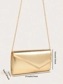 Solid Color,Business Casual Metal Decor Flap Square Bag For Teen Girls Women College Students,Rookies & White-Collar Workers Perfect For Office,College,Work ,Business,Commute,Outdoors, Travel, Outings,Party,Wedding,Prom,Dinner/Banquet - Gold - View 8