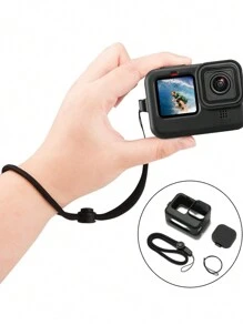 1 pieza Funda protectora para cámara deportiva de silicona negra anti-choque para Gopro12/11/10/9, funda de silicona para accesorios de cámara deportiva