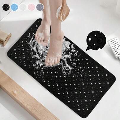 YIMEIS 1pc PVC Suction Cup Anti-Slip Multifunctional Bath Mat With Hollow Circle Design, Convenient And Easy To Store. Suitable For Family, Hotel Bathrooms, Shower Rooms, Bathtub Mats, Sink Use In Fall Decor. Home Bathroom Decor Back To School