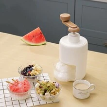 1pc Mini Manual Ice Shaver Machine For Home Use, Hand-Cranked Snowflake/Bingsu Maker - White - View 1