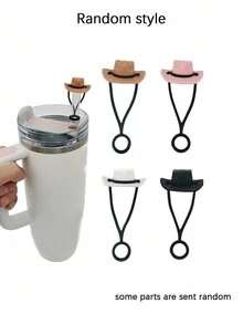 1PC Random Straw Lids, Straw Toppers, Reusable Straw Toppers, Cowboy Hat Shaped Silicone Straw Toppers, Decorative Straw Toppers, For Parties, Gatherings With Friends, Dust Proof Straw Covers For 30 & 40 Ounce  Cup Straws, Party Supplies, Decorative Glass Accessories, Mother's Day Gifts