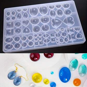 1個時空寶石矽膠模具，用於製作首飾耳環吊墜，紫外線環氧樹脂首飾吊墜鑄造矽膠模具製作工具