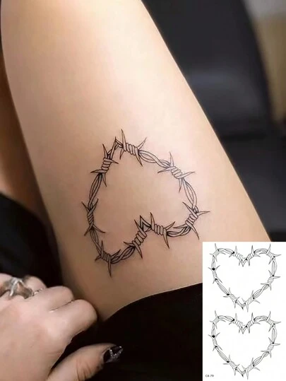 1 pegatina temporal resistente al agua para tatuajes, tinta en PVC con un diseño de corazón con espinas, adecuada para uso diario de personas con estilo,tatuajes maquina para tatuar tatuajes falsos