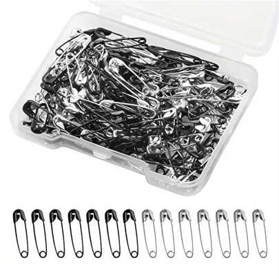 120pcs/Box Black And White Mini Stainless Steel Pins For DIY Clothing And Handicrafts Accessories Dress Accessories Pin For Clothes Bag Charm School Office Accessories Shirts Jacket Jewelry Christmas Halloween Clothes Pin Funny Cute Teacher Gifts