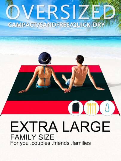 1 Sand-Proof Beach Mat, Oversized Beach Mat, Foldable Beach Mat With Bag, Lightweight And Portable Picnic Mat, Quick-Drying Outdoor Picnic Mat, Durable Beach Mat, Portable Outdoor Blanket, Suitable For Picnics, Trips, Camping And Hiking, Enjoy The Beach Without Chaos