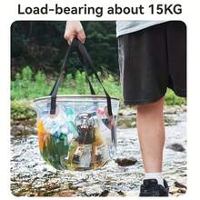 1pc Transparent ,Khaki Collapsible Bucket, Round Portable Outdoor Camping Basin, Travel Wash Basin,  Water Storage Container - Multicolor - View 9