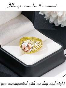 Bagues photo personnalisées, bague sigillaire avec image personnalisée, bijoux commémoratifs cadeau pour elle, maman, grand-mère pour la fête des mères, la Saint-Valentin, l