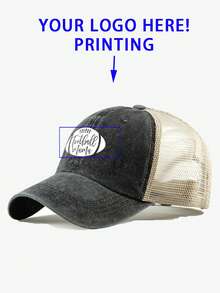 定制印花男女通用棒球網帽適用於戶外運動，卡車司機 - 黑色 - 查看 7