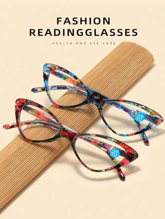 1 件装新款猫眼印花无度数眼镜，时尚日常佩戴眼镜，中老年眼镜，男士透明眼镜配件