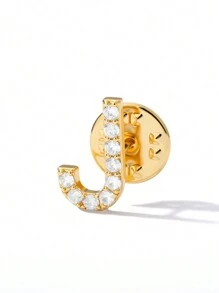 1 PIEZA Broche de oro vintage con inicial de circonita para traje, camisa, cuello de mujer u hombre, de la letra A a la Z, broche de solapa con strass para suéter, abrigo, nombre, joya estética para boda, regalo (sin caja de regalo) - Amarillo Oro - Ver 15