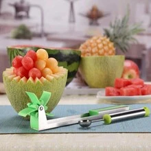 1入組西瓜切割器，不銹鋼風車設計切割西瓜廚房小工具水果切片器沙拉工具廚房配件 - 綠色 - 查看 3