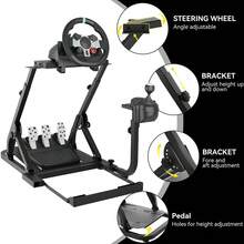 Racing Steering Wheel Stand,Adjustable Design,Universal Gear Lever,Chair-Friendly Slot,Quick-Fold For Logitechs G920/G25/G29,Thrustmasters T80/T150/T300,Black - Black - View 4