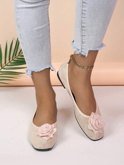 Niche Design Comfortable Women's Shoes Rose Flat Shoes Retro New Chinese Style Shoes Ballet Shoes
