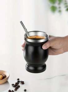 1pc,Yerba Mate Cup And Bombilla Set - 8oz Double Layer Stainless Steel Vacuum Tea Cup With Brush And Bombilla Straw - Perfect For Enjoying A Refreshing Cup Of Yerba Mate At Home Or On The Go - Ideal Birthday Gift - Multicolor - View 11