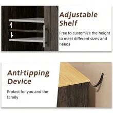 Vongrasig 43" Buffet Sideboard Cabinet With Storage, Modern Wood Kitchen Cabinet Dresser For Dining Room, Living Room - Màu nâu tối - Xem 6