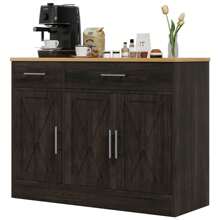 Vongrasig 43" Buffet Sideboard Cabinet With Storage, Modern Wood Kitchen Cabinet Dresser For Dining Room, Living Room - Màu nâu tối - Xem 7