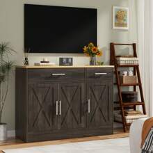 Vongrasig 43" Buffet Sideboard Cabinet With Storage, Modern Wood Kitchen Cabinet Dresser For Dining Room, Living Room - Màu nâu tối - Xem 3