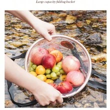 1pc Transparent ,Khaki Collapsible Bucket, Round Portable Outdoor Camping Basin, Travel Wash Basin,  Water Storage Container - Multicolor - View 8