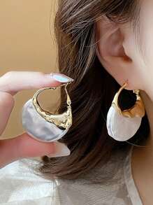 1 Đôi bông tai vòng ngọc trai giả xếp ly cổ điển - cái túi - Xem 7