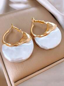 1 Đôi bông tai vòng ngọc trai giả xếp ly cổ điển - cái túi - Xem 6