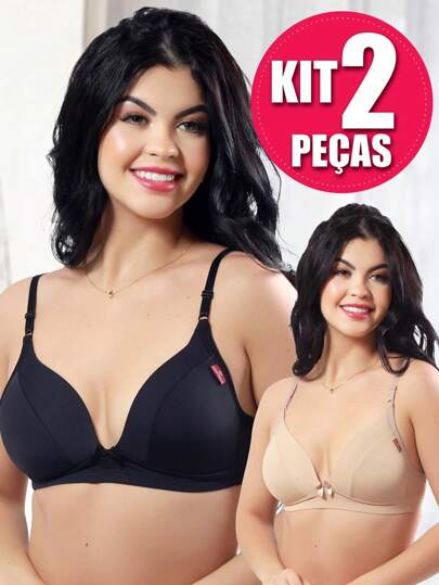 KIT 2 Sutiã com Bojo Soft sem Aro Confortável Poliamida Alça Regulável REF: 1069