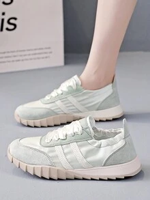 女士休閒芭蕾鞋，運動鞋，綠色平底鞋，夏季鞋履 - 綠色 - 查看 1