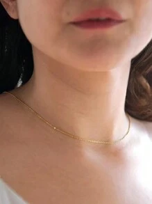 1pc Simple Alloy Faux Pearl Water Drop Shaped Pendant Necklace For Women, Versatile And Fashionable