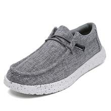 Men's Plus Size Flat Shoes, Ultra-Lightweight Casual Canvas Shoes, Breathable Outdoor Shoes, Vacation Driving Slip-On Shoes - Grey - View 2