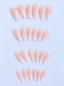 Actualice su apariencia instantáneamente con un juego de 24 uñas postizas de ballet de color rosa degradado, un juego francés de cobertura completa. Estas uñas postizas de estilo ballet hacen que sus dedos se vean largos y elegantes. Incluye 1 pieza de empujador de cutículas desmontable y reutilizable con pegamento de gelatina. Adecuado para niñas y mujeres.