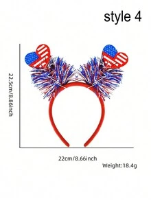 2024新款美國日成人頭帶髮飾，遊行紅色頭帶，節日頭帶派對，適用於日常和節日使用，日快樂 - 彩色 - 查看 9